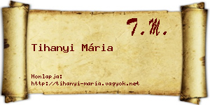Tihanyi Mária névjegykártya